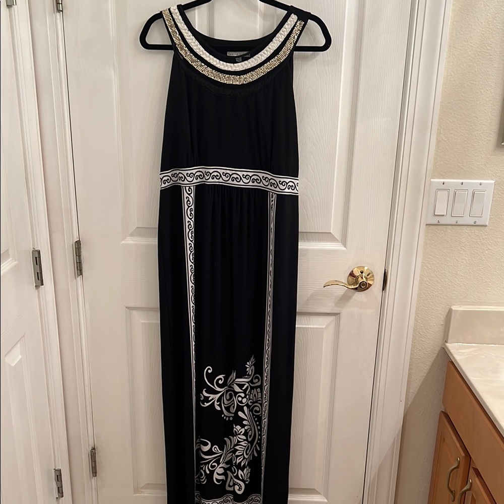 Sandra Darren Black and White Halter Gown for Wedding